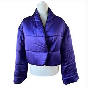 ✨ Vintage ✨ 80’s Wayne Clark crop puffer SILK jacket size medium 💜
